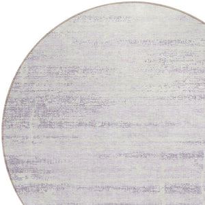 HomeRoots 5' Indoor Outdoor Lavender Purple and Ivory Abstract Area Rug – Modern, Washable, Durable Design 8' Round 584646