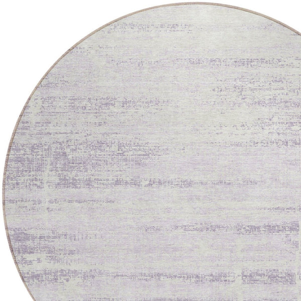 HomeRoots 5' Indoor Outdoor Lavender Purple and Ivory Abstract Area Rug – Modern, Washable, Durable Design 8' Round 584646