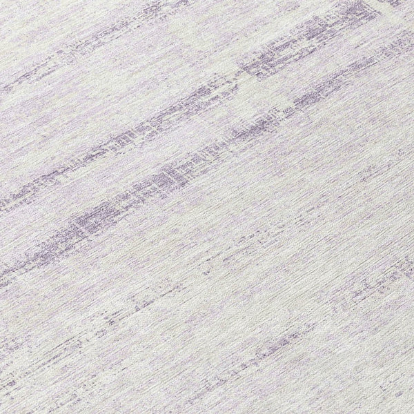 HomeRoots 5' Indoor Outdoor Lavender Purple and Ivory Abstract Area Rug – Modern, Washable, Durable Design 8' Round 584646