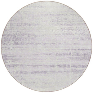 HomeRoots 5' Indoor Outdoor Lavender Purple and Ivory Abstract Area Rug – Modern, Washable, Durable Design 8' Round 584646
