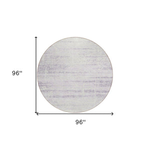 HomeRoots 5' Indoor Outdoor Lavender Purple and Ivory Abstract Area Rug – Modern, Washable, Durable Design 8' Round 584646