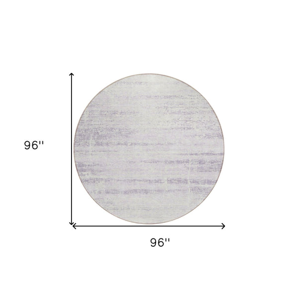 HomeRoots 5' Indoor Outdoor Lavender Purple and Ivory Abstract Area Rug – Modern, Washable, Durable Design 8' Round 584646