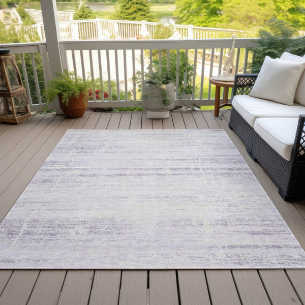 HomeRoots 5' Indoor Outdoor Lavender Purple and Ivory Abstract Area Rug – Modern, Washable, Durable Design 10' X 14' 584649
