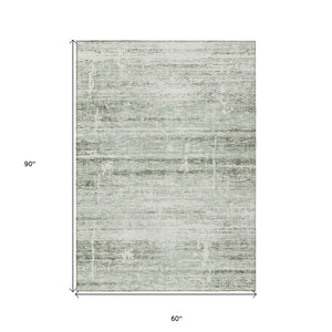 HomeRoots 5' Sage Artichoke Green and Ivory Abstract Area Rug - Washable, Durable Design for Indoor & Outdoor Use 5' X 8' 584651