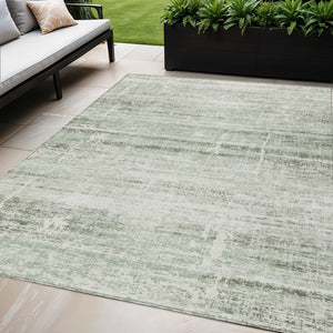 HomeRoots 5' Sage Artichoke Green and Ivory Abstract Area Rug - Washable, Durable Design for Indoor & Outdoor Use 5' X 8' 584651