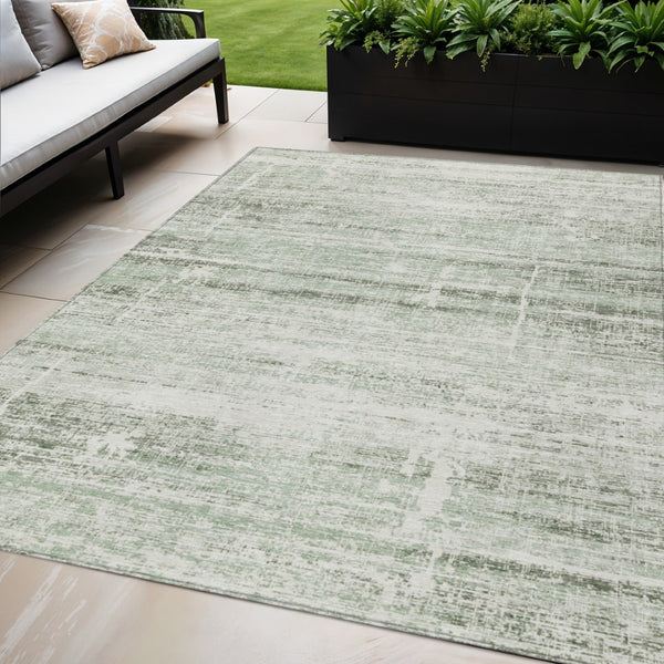 HomeRoots 5' Sage Artichoke Green and Ivory Abstract Area Rug - Washable, Durable Design for Indoor & Outdoor Use 5' X 8' 584651