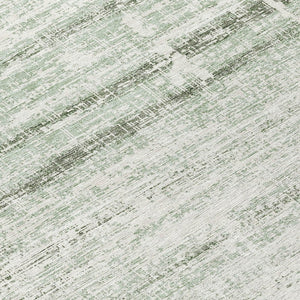 HomeRoots 5' Sage Artichoke Green and Ivory Abstract Area Rug - Washable, Durable Design for Indoor & Outdoor Use 8' Round 584652