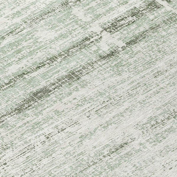 HomeRoots 5' Sage Artichoke Green and Ivory Abstract Area Rug - Washable, Durable Design for Indoor & Outdoor Use 8' Round 584652