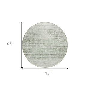 HomeRoots 5' Sage Artichoke Green and Ivory Abstract Area Rug - Washable, Durable Design for Indoor & Outdoor Use 8' Round 584652