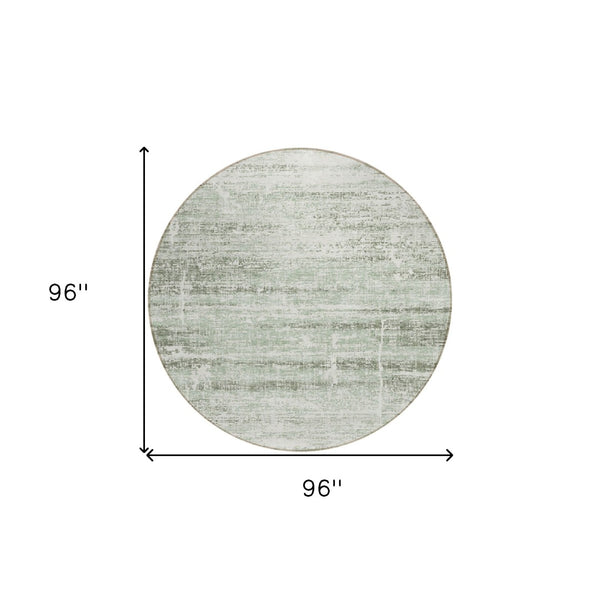 HomeRoots 5' Sage Artichoke Green and Ivory Abstract Area Rug - Washable, Durable Design for Indoor & Outdoor Use 8' Round 584652