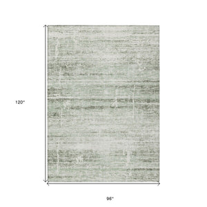 HomeRoots 5' Sage Artichoke Green and Ivory Abstract Area Rug - Washable, Durable Design for Indoor & Outdoor Use 8' X 10' 584653