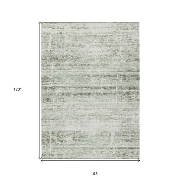 HomeRoots 5' Sage Artichoke Green and Ivory Abstract Area Rug - Washable, Durable Design for Indoor & Outdoor Use 8' X 10' 584653