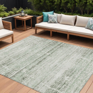 HomeRoots 5' Sage Artichoke Green and Ivory Abstract Area Rug - Washable, Durable Design for Indoor & Outdoor Use 8' X 10' 584653