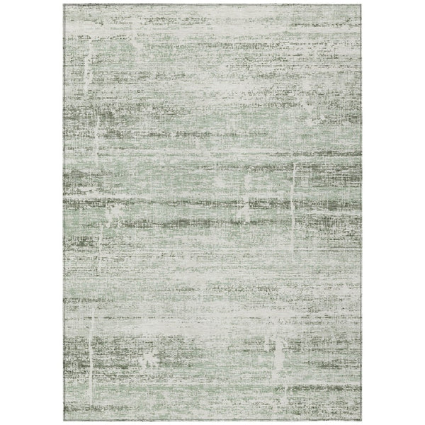 HomeRoots 5' Sage Artichoke Green and Ivory Abstract Area Rug - Washable, Durable Design for Indoor & Outdoor Use 8' X 10' 584653
