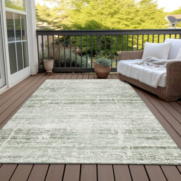 HomeRoots 9' Abstract Washable Indoor Outdoor Area Rug in Sage Artichoke Green and Ivory – Durable & Stylish 9' X 12' 584654