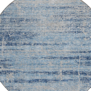 HomeRoots 5' Sky Blue and Navy Abstract Area Rug - Stylish Washable Design for Indoor and Outdoor Spaces 8' Round 584658