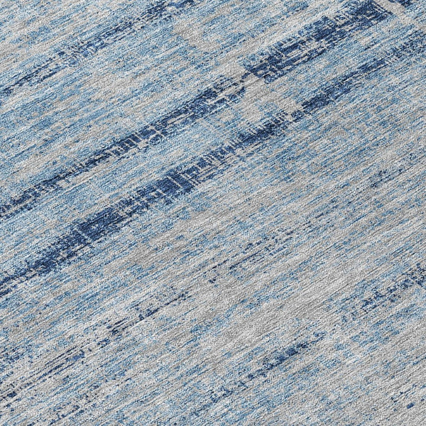 HomeRoots 5' Sky Blue and Navy Abstract Area Rug - Stylish Washable Design for Indoor and Outdoor Spaces 8' Round 584658