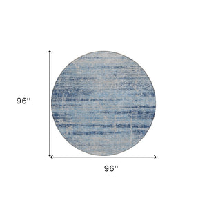 HomeRoots 5' Sky Blue and Navy Abstract Area Rug - Stylish Washable Design for Indoor and Outdoor Spaces 8' Round 584658