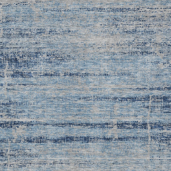 HomeRoots 5' Sky Blue and Navy Abstract Area Rug - Stylish Washable Design for Indoor and Outdoor Spaces 8' X 10' 584659