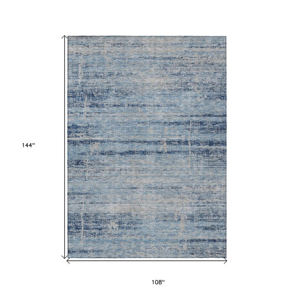 HomeRoots 9' Sky Blue and Navy Abstract Area Rug - Stylish, Washable, Indoor/Outdoor Solution for High-Traffic Areas 9' X 12' 584660