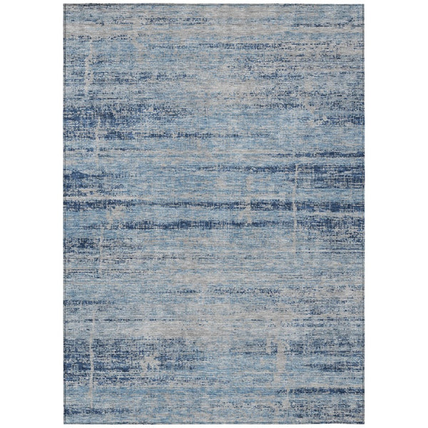 HomeRoots 9' Sky Blue and Navy Abstract Area Rug - Stylish, Washable, Indoor/Outdoor Solution for High-Traffic Areas 9' X 12' 584660