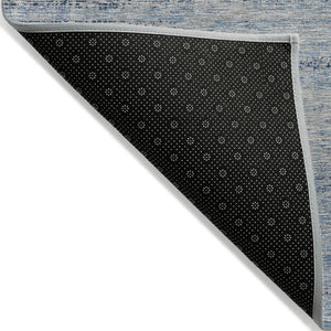 HomeRoots 9' Sky Blue and Navy Abstract Area Rug - Stylish, Washable, Indoor/Outdoor Solution for High-Traffic Areas 9' X 12' 584660
