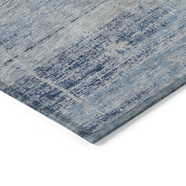 HomeRoots 9' Sky Blue and Navy Abstract Area Rug - Stylish, Washable, Indoor/Outdoor Solution for High-Traffic Areas 9' X 12' 584660