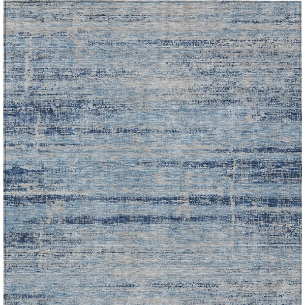 HomeRoots 9' Sky Blue and Navy Abstract Area Rug - Stylish, Washable, Indoor/Outdoor Solution for High-Traffic Areas 9' X 12' 584660