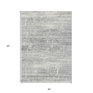 HomeRoots 5' Modern Silver Gray and Charcoal Abstract Area Rug - Durable, Washable for Indoor and Outdoor Use 5' X 8' 584663