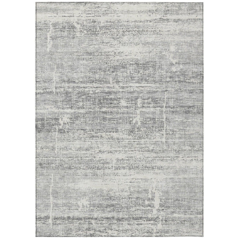 HomeRoots 5' Modern Silver Gray and Charcoal Abstract Area Rug - Durable, Washable for Indoor and Outdoor Use 5' X 8' 584663