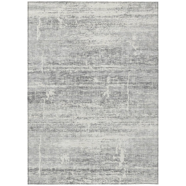 HomeRoots 5' Modern Silver Gray and Charcoal Abstract Area Rug - Durable, Washable for Indoor and Outdoor Use 5' X 8' 584663