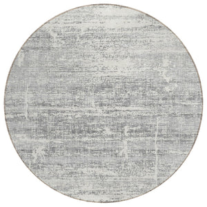 HomeRoots 5' Modern Silver Gray and Charcoal Abstract Area Rug - Durable, Washable for Indoor and Outdoor Use 8' Round 584664