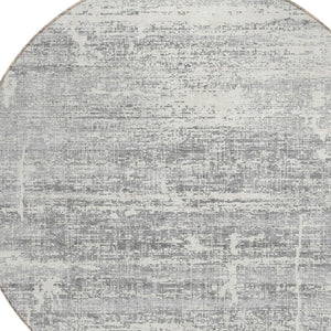 HomeRoots 5' Modern Silver Gray and Charcoal Abstract Area Rug - Durable, Washable for Indoor and Outdoor Use 8' Round 584664