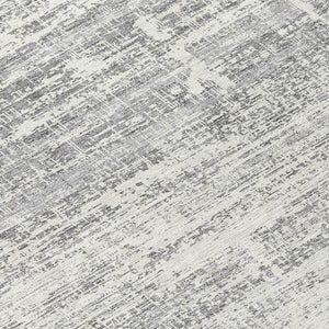 HomeRoots 5' Modern Silver Gray and Charcoal Abstract Area Rug - Durable, Washable for Indoor and Outdoor Use 8' Round 584664