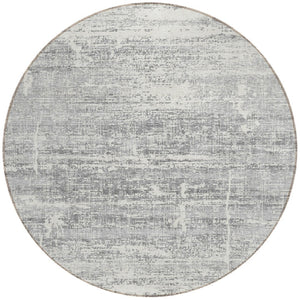 HomeRoots 5' Modern Silver Gray and Charcoal Abstract Area Rug - Durable, Washable for Indoor and Outdoor Use 8' Round 584664