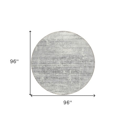 Homeroots 3' Abstract Artichoke Green And Ivory Washable Area Rug For Indoor And Outdoor Decor Solutions 8' Round Polyester 584664