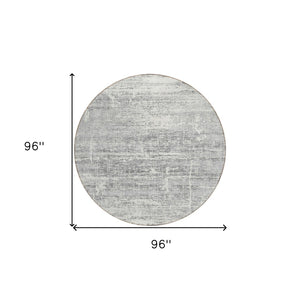 HomeRoots 5' Modern Silver Gray and Charcoal Abstract Area Rug - Durable, Washable for Indoor and Outdoor Use 8' Round 584664
