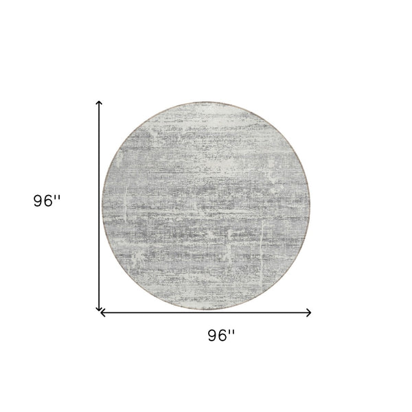 HomeRoots 5' Modern Silver Gray and Charcoal Abstract Area Rug - Durable, Washable for Indoor and Outdoor Use 8' Round 584664