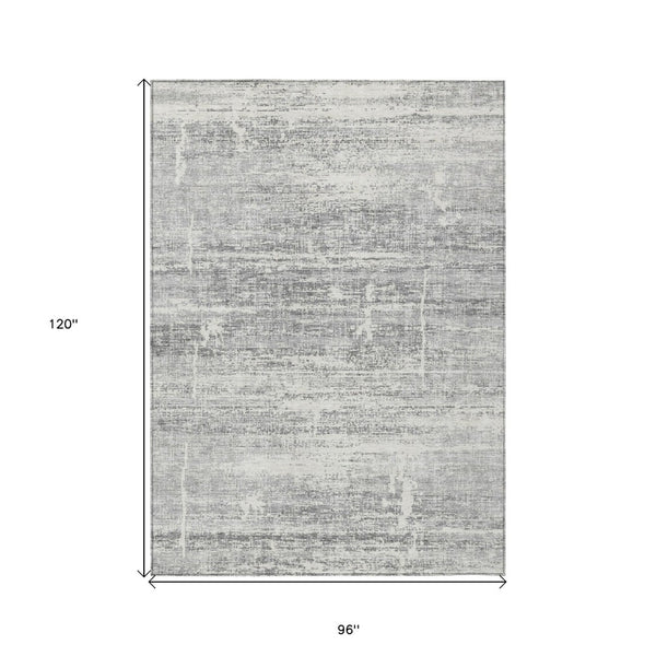 HomeRoots 5' Modern Silver Gray and Charcoal Abstract Area Rug - Durable, Washable for Indoor and Outdoor Use 8' X 10' 584665