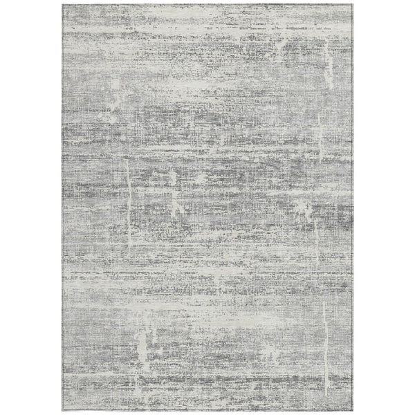 HomeRoots 5' Modern Silver Gray and Charcoal Abstract Area Rug - Durable, Washable for Indoor and Outdoor Use 8' X 10' 584665