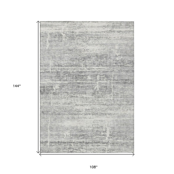 HomeRoots 9' Silver Gray and Charcoal Abstract Washable Area Rug for Indoor and Outdoor High-Traffic Spaces 9' X 12' 584666