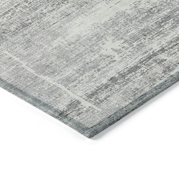 HomeRoots 9' Silver Gray and Charcoal Abstract Washable Area Rug for Indoor and Outdoor High-Traffic Spaces 9' X 12' 584666