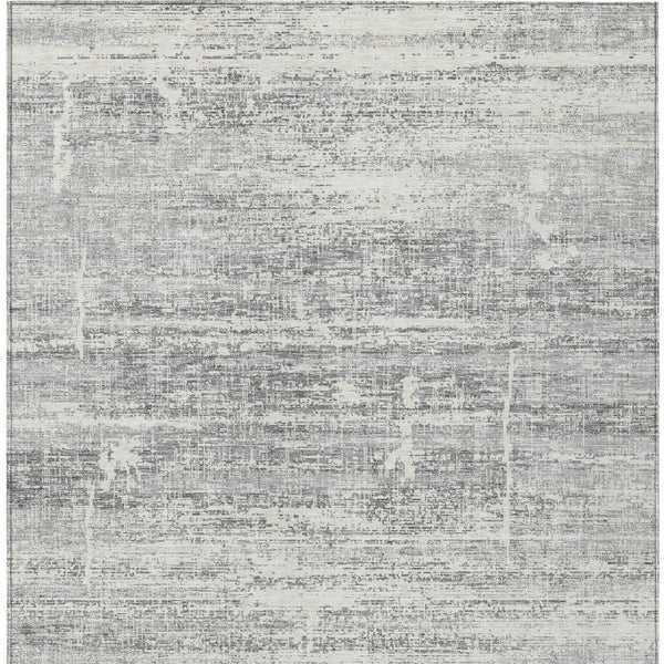 HomeRoots 5' Modern Silver Gray and Charcoal Abstract Area Rug - Durable, Washable for Indoor and Outdoor Use 10' X 14' 584667