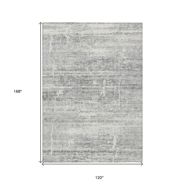 HomeRoots 5' Modern Silver Gray and Charcoal Abstract Area Rug - Durable, Washable for Indoor and Outdoor Use 10' X 14' 584667