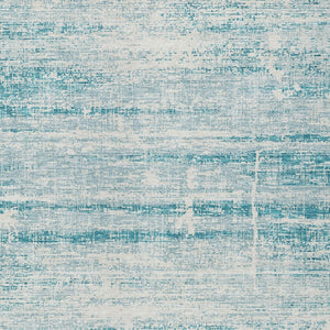 HomeRoots 5' Stylish Teal Blue Aqua Ivory Abstract Area Rug for Indoor & Outdoor Spaces – Easy Care & Durable 5' X 8' 584669