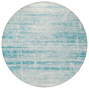 HomeRoots 5' Stylish Teal Blue Aqua Ivory Abstract Area Rug for Indoor & Outdoor Spaces – Easy Care & Durable 8' Round 584670