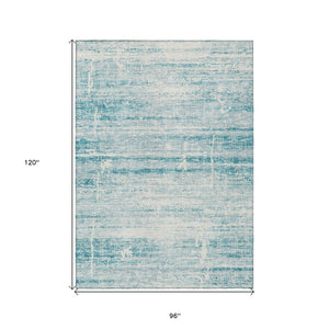 HomeRoots 5' Stylish Teal Blue Aqua Ivory Abstract Area Rug for Indoor & Outdoor Spaces – Easy Care & Durable 8' X 10' 584671
