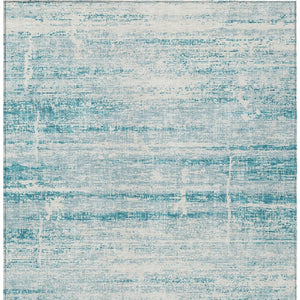 HomeRoots 9' Modern Abstract Teal Aqua and Ivory Area Rug for Indoor and Outdoor Spaces, Easy Care & Durable 9' X 12' 584672
