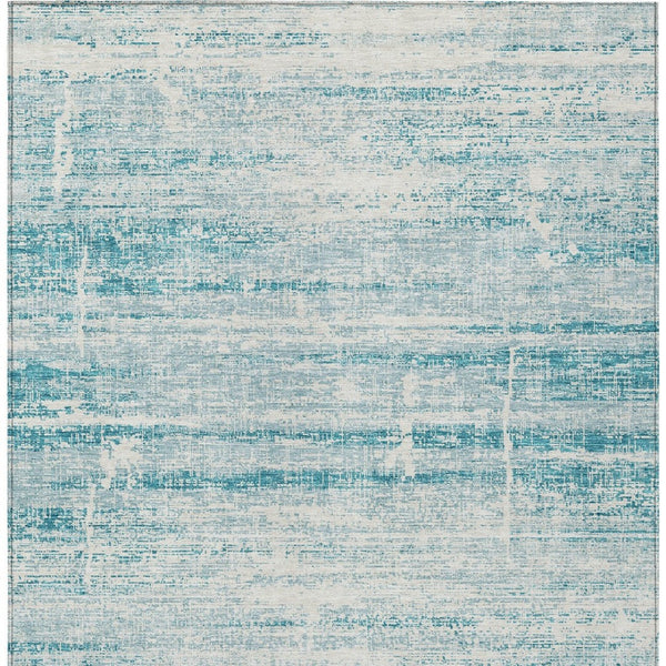 HomeRoots 9' Modern Abstract Teal Aqua and Ivory Area Rug for Indoor and Outdoor Spaces, Easy Care & Durable 9' X 12' 584672