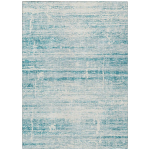 HomeRoots 9' Modern Abstract Teal Aqua and Ivory Area Rug for Indoor and Outdoor Spaces, Easy Care & Durable 9' X 12' 584672